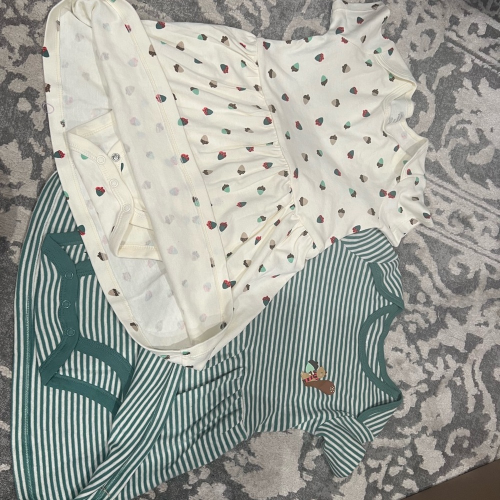 Adorable Baby Dress Set with Stripes and Prints
